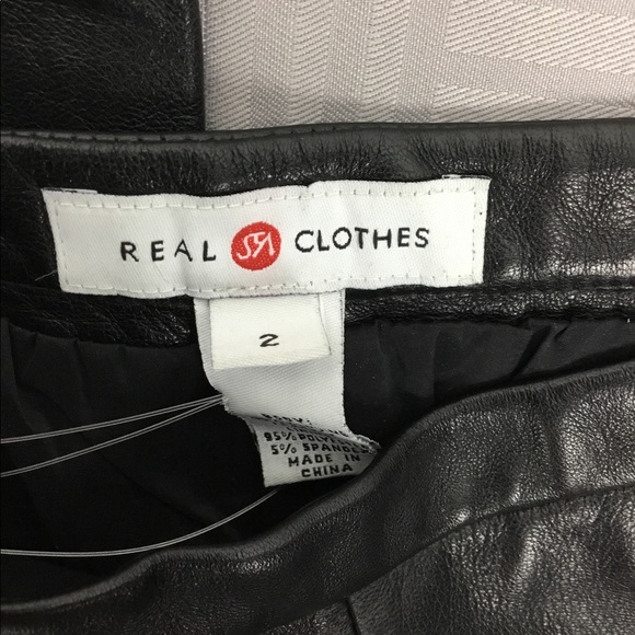 Real Clothes Leather Pant  Size 2 Black Lined Hi Waist Straight Leg Leather Lace - Picture 9 of 12
